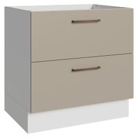 Balcão de Cozinha 80 cm 2 Gavetas (Sem Tampo) Branco/Crema Agata Madesa