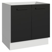 Balcão de Cozinha 80 cm 2 Portas (Sem Tampo) Branco/Preto Agata Madesa