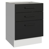 Balcão de Cozinha 60 cm 3 Gavetas (Sem Tampo) Branco/Preto Agata Madesa