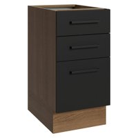Balcão de Cozinha 40 cm 3 Gavetas (Sem Tampo) Rustic/Preto Agata Madesa