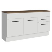 Balcão de Cozinha 150 cm 2 Portas 2 Gavetas Branco Tampo Rustic Agata Madesa