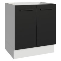 Balcão de Cozinha 70 cm 2 Portas (Sem Tampo) Branco/Preto Agata Madesa