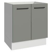 Balcão de Cozinha 70 cm 2 Portas (Sem Tampo) Branco/Cinza Agata Madesa