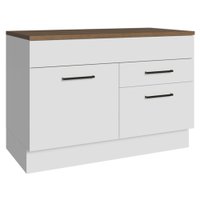 Balcão de Cozinha 120 cm 2 Portas 1 Gaveta Branco Tampo Rustic Agata Madesa