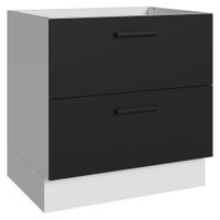 Balcão de Cozinha 80 cm 2 Gavetas (Sem Tampo) Branco/Preto Agata Madesa