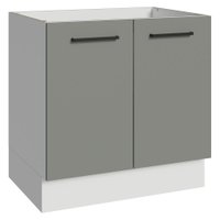 Balcão de Cozinha 80 cm 2 Portas (Sem Tampo) Branco/Cinza Agata Madesa