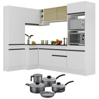 Armário de Cozinha Canto + Panela Brinde FL2085 Multimóveis Branco/Preto