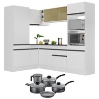 Armário de Cozinha Canto + Panela Brinde FL2084 Multimóveis Branco/Preto