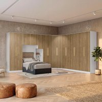 Quarto Modulado Kappesberg Adapt Branco/Nogueira 8 Peças 397cm x 341cm