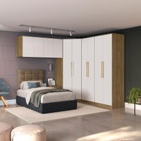 Quarto Modulado Kappesberg Adapt Nogueira/Branco 6 Peças 260cm x 256cm
