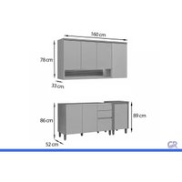 Cozinha Completa 4 Peças 7 Portas Allure CZ695 Gris Linea