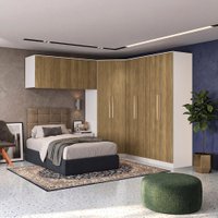 Quarto Modulado Kappesberg Adapt Branco/Nogueira 6 Peças 260cm x 256cm