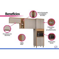 Cozinha Completa 3 Peças 7 Portas Allure CZ642 Gris Linea