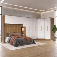 Quarto Modulado Kappesberg Adapt Nogueira/Branco 6 Peças 474cm x 185cm