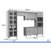 Cozinha Completa 5 Peças 12 Portas Allure CZ647 Gris Linea