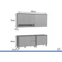 Cozinha Completa 4 Peças 9 Portas Allure CZ692 Gris Linea