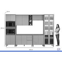 Cozinha Completa 6 Peças 13 Portas Allure CZ657 Gris Linea