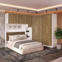 Quarto Modulado Kappesberg Adapt Branco/Nogueira 7 Peças 296cm x 210cm