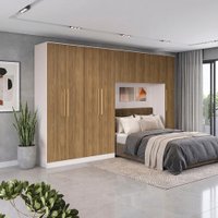 Quarto Modulado Kappesberg Adapt Branco/Nogueira 5 Peças 349cm
