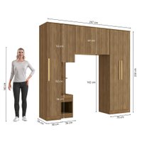 Quarto Modulado Kappesberg Adapt Nogueira 4 peças 247cm