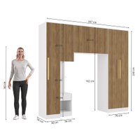 Quarto Modulado Kappesberg Adapt Branco/Nogueira 4 peças 247cm