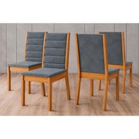 Cadeira Jantar Kit 4un Evelin Madeirada Cinamomo/Grafit Henn