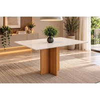 Mesa Jantar Lana Canto Reto c/Vidro 120cm Cinamomo/Of Henn