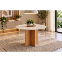 Mesa Jantar Lana Redonda 90cm Cinamomo/Off White Henn