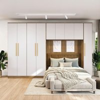 Quarto Modulado Kappesberg Adapt Nogueira/Branco 4 peças 349cm