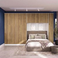 Quarto Modulado Kappesberg Adapt Branco/Nogueira 4 peças 376cm