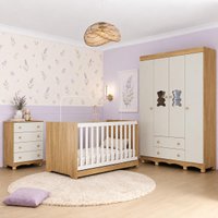 Quarto de Bebê Completo com Berço Americano 3 em 1 e Colchão Incluso Flor Multimóveis MP4930
