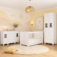 Quarto de Bebê Completo com Berço Americano 3 em 1 e Colchão Incluso Flor Multimóveis MP4928 Branco