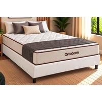 Cama Box CRC Casal+Colchão Ortopédico Fit Confort Ortobom