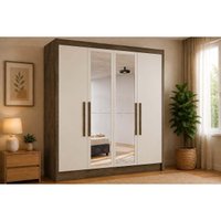 Guarda Roupa 4 Portas 4Portas 2Esp 3Gv Nantes Europa Brauna/Off
