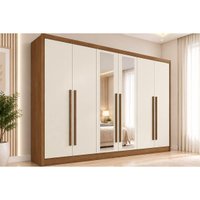Guarda Roupa Solteiro 6 Portas 2 Esp 4 Gav Alba Castanho Europa