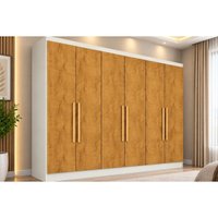 Guarda Roupa Solteiro 6Portas 4Gavetas Oslo OffWh/Peroba Europa