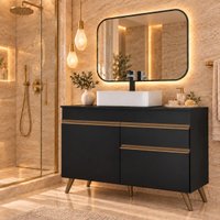 Gabinete Banheiro com 2 Portas e 1 Gaveta 120cm Retrô Multimóveis MP5539 Preto/Dourado