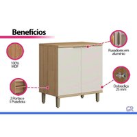 Gabinete Cozinha Modulado Balcão Bless 2 Portas 80cm Jequitiba/Off White Linea