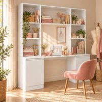 Mesa de Costura com Estante e 2 Portas para Ateliê 180cm Multimóveis MP6112 Branco