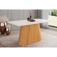 Mesa Jantar Olivia Madeirado/Vidro 160x90cm Cinamom/Of Henn