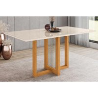Mesa Jantar Natalí Madeirado/Vidro 160x90cm Cinamom/Of Henn