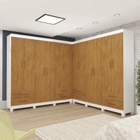 Closet Casal Duplo Lu 12Pts 8 Gavetas sem Espelho com Pés Quadrados Carioca Móveis Branco Cinamomo