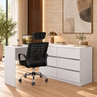 Conjunto Escritório com Mesa em L 6 Gavetas e Cadeira Giratória Multimóveis MCR6116