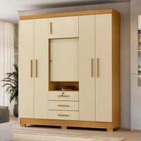 Guarda-Roupa Casal com 6 Portas 3 Gavetas e Chave 179cm Multimóveis CR35673 Madeirado/Off White