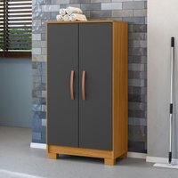 Armário de Lavanderia Multiuso com 2 Portas 60,5cm Multimóveis CR30066 Madeirado/Cinza