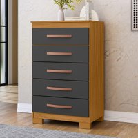 Cômoda com 5 Gavetas 56,2cm Multimóveis CR35670 Madeirado/Cinza