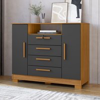 Cômoda com 2 Portas 4 Gavetas e Chave 120,5cm Multimóveis CR35668 Madeirado/Cinza