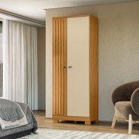Guarda-Roupa Solteiro com 2 Portas e Chave 70,5cm Multimóveis CR35679 Madeirado/Off White