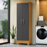 Armário de Lavanderia Multiuso com 2 Portas 60,4cm Multimóveis CR30065 Madeirado/Cinza