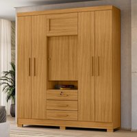 Guarda-Roupa Casal com 6 Portas 3 Gavetas e Chave 179cm Multimóveis CR35673 Madeirado